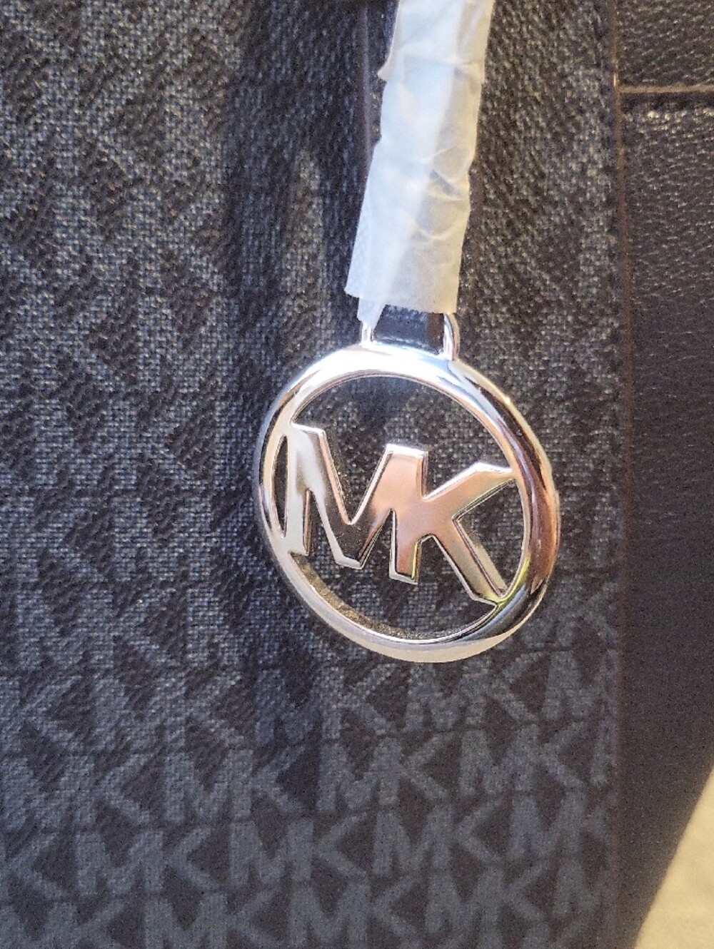 Michael Kors Navy MK Logo Tote with Silver Charm And Hardware - Picture 6 of 8